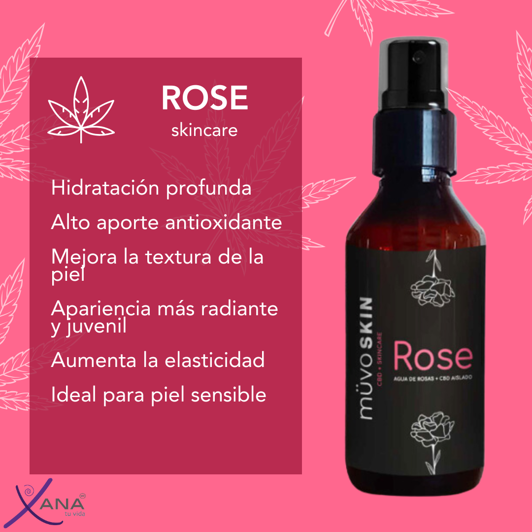 müvo Skin ROSE – Agua de Rosas con CBD Aislado y Vitamina E (100ml) | Hidratación, Regeneración y Luminosidad